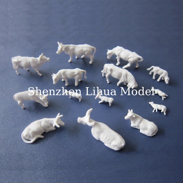 1:87 unpainted cattle,model animal,Ho white plastic cow,model material,white cattle,HO cow animals