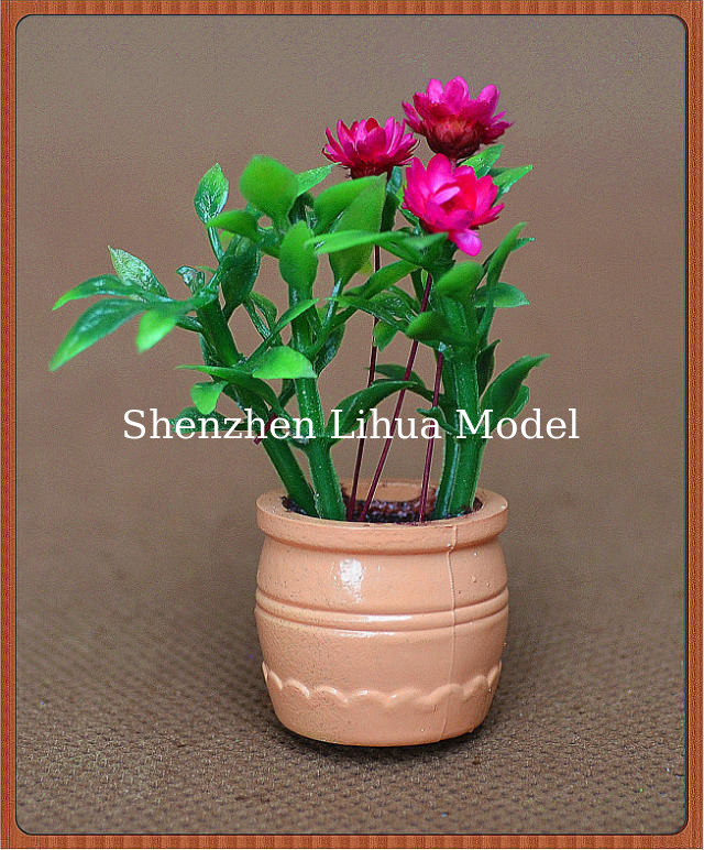 model potted plant---decoration flower,artificial pot,1:25 plot,3CM potted plant