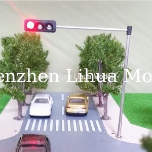 model Mini 1:87 Traffic Light---3 aspect signal metal lamppost,three  heads mini traffic lampposts
