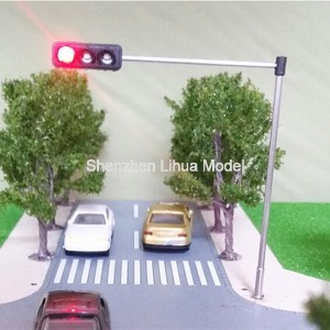 model Mini 1:87 Traffic Light---3 aspect signal metal lamppost,three  heads mini traffic lampposts